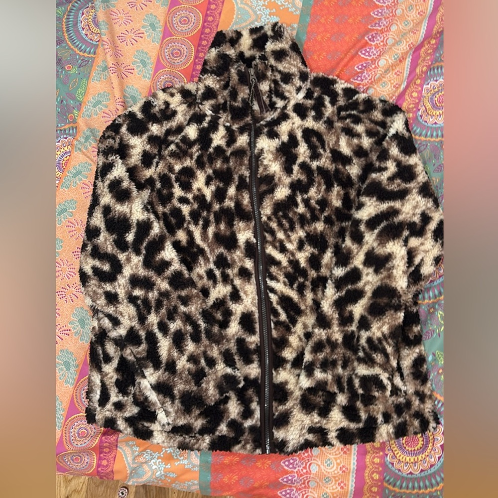 Leopard Print Faux Fur Jacket